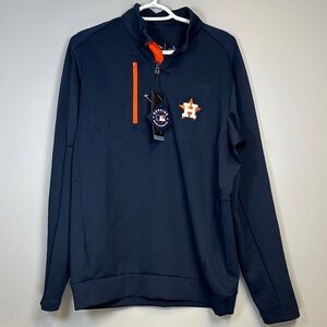 Antigua Navy and Orange Houston Astros Quarter-Zip Pullover mens large